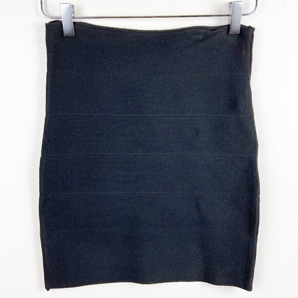 Black Ribbed Mini Skirt Y2K Vintage Medium - Picture 1 of 10